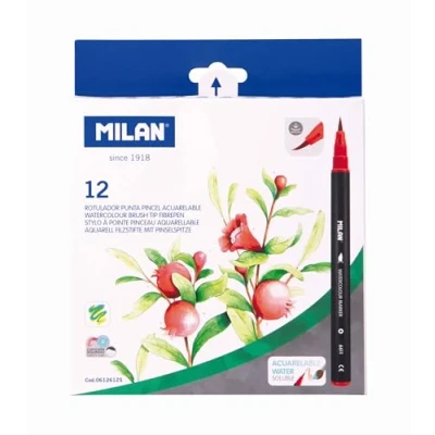 Imagen de MILAN® Caja 12 rotuladores punta pincel acuarelables