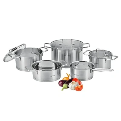 Imagen de ProfiCook PC KTS 1225 Induction Cooking Pot Set, 8 Piece Set for All Hobs, Electric Hob, Ceramic Halogen and Gas Cooker, Stainless Steel with Lid, Scale Inside