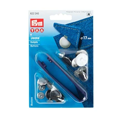 Imagen de Prym Jeans Smooth Gorra Botones 8 Piezas, 17 mm Tamaño, Plata