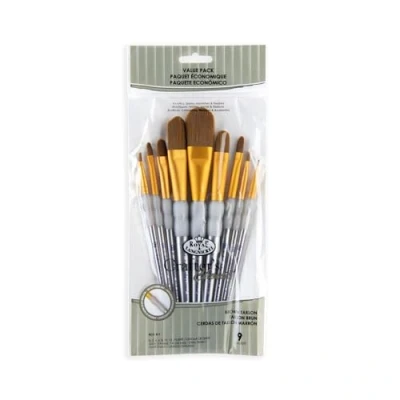 Imagen de Royal &amp; Langnickel RCC 311 Set de brochas planas taklon marrón, 9 piezas
