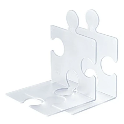Imagen de Han 9212 63 Lote de 2 soportes para CD o sujetalibros (plástico), diseño puzle, transparente