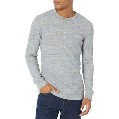 Imagen de Amazon Essentials Camisa Henley de Panal Abeja Manga Larga con Ajuste Entallado Hombre, Gris Claro Mezcla, S