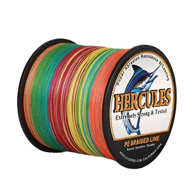 Imagen de Hercules Sedal Trenzado de 4 Hilos, 100 2000 m, 6 LB, Súper Suave, Polietileno, Multifilamento Hilo Pescar en el mar y Agua