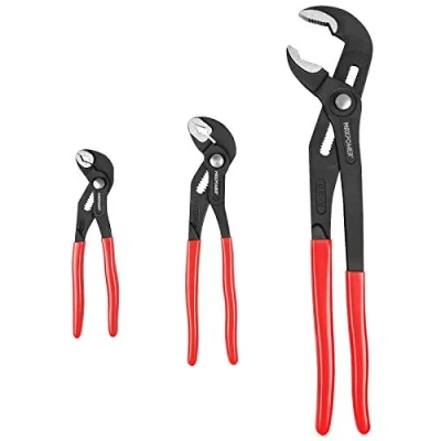 Imagen de MAXPOWER Juego de 3 Alicates Extensibles, Picos Loro Ajustable Lengüeta y Ranura Alicate Para Bomba Agua Industriales Apertura Múltiple (175mm/240mm/415mm)
