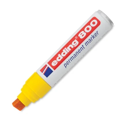 Imagen de edding 800 marcador permanente amarillo 1 rotulador punta biselada 4 12 mm para marcas llamativas resistente al agua, secado rápido, indeleble cartón,plástico, madera, metal, vidrio