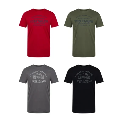 Imagen de TOM Tailor 4 PACK Camiseta estampada, Hombre, Talla: Large, Obsidian black