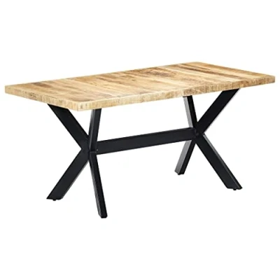 Imagen de vidaXL Mesa de Comedor Cocina Salón Hogar Casa Bricolaje Decoración Oficina Despacho Jardín Mobiliario 160x80x75 cm Madera Mango en Bruto Maciza