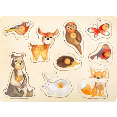 Imagen de Small Foot Company 11499 Rompecabezas de Encaje Bosque Madera, con Lindos Motivos Animales, a Partir los 12 Meses juguetes, Multicolor (11499) , color/modelo surtido