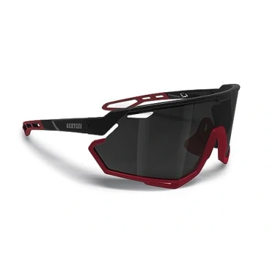 Imagen de BERTONI Gafas Deportivas Ciclismo MTB Running para Hombre y Mujer en TR90 Lente Ancha Antivaho 100% Protección UV mod. ALPHA (Negro Mate/Rojo Mate Plateada Espejada)