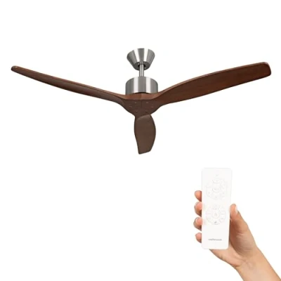 Imagen de Mellerware Ventilador de Techo con Mando a Distancia Brizy! 30 W 6 Velocidades Ultra silencioso Función Verano Invierno Temporizador 3 Aspas 132 Diámetro Motor DC Dark Wood