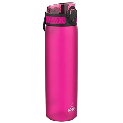 Imagen de Ion8 Botella Agua, 500ml, a Prueba de Fugas, Fácil Abrir, Cerradura Segura, Apta para Lavavajillas, Sin BPA, Asa Transporte, Limpiar, Neutro en Carbono, Rosado