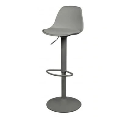 Imagen de Urban Living UGO Taburete de Bar con cojín Efecto Piel, Color Gris Mate, 46 x 50 88/108 cm