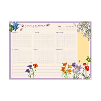 Imagen de Bloc Planificador semanal A4 Botanical Wild Flowers Organizador Planning escritorio │Planificador en inglés