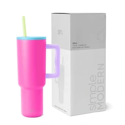 Imagen de Simple Modern Vaso Térmico con Pajita y Asa Taza Termica café para Llevar Botella de Agua Acero Inoxidable Aislado helado Trek 1180ml 80s Mix