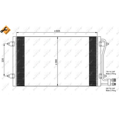 Imagen de NRF EASY FIT 35656 Condensador con junta anular 14,5 8,6 Aluminio 605 VOLKSWAGEN: LT 28 46 2 Kasten, 35 II Bus