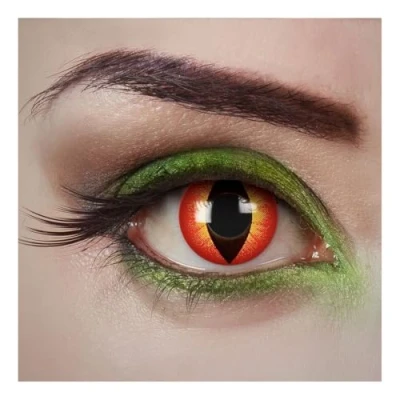 Imagen de aricona Kontaktlinsen lentes de contacto rojas color sin dioptrías con motivo ojo gato, 2 piezas, Cat In Fire