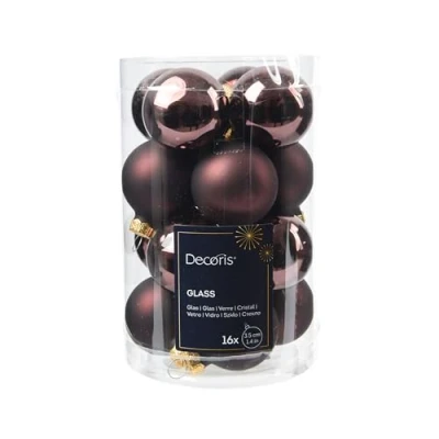 Imagen de bolas de Navidad cristal 3,5 cm, 16 unidades, mate y brillante, pequeñas para Navidad, adornos árbol trufa negra