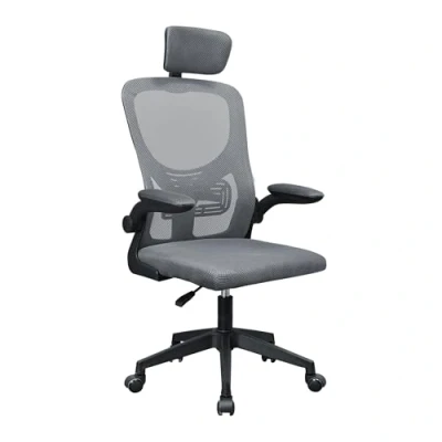Imagen de MARSGAMING MGC ERGOPLUS, Silla Ergonómica Profesional, Soporte Lumbar Dinámico Adaptable, Malla Transpirable, Altura Regulable Entre 115 125cm, Reposabrazos Plegables, Reposacabezas Ajustable, Gris