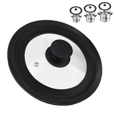 Imagen de Atliberswo Universal Tapa sarten Negro, para Sartenes, Ø 16 cm / 18 20 cm, de Silicona Negra