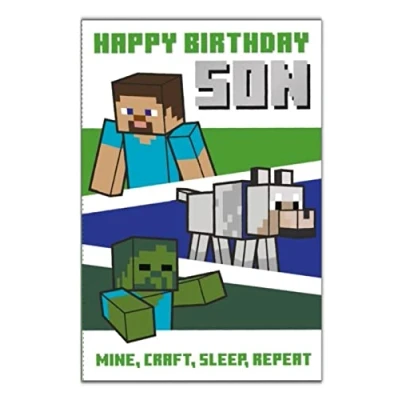 Imagen de Danilo Promotions Ltd Tarjeta de cumpleaños para hijo Minecraft