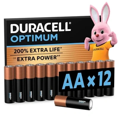 Imagen de Duracell Optimum Pilas AA (Pack de 12) Alcalinas 1,5 V Hasta 200 % Extra duración o potencia Para las necesidades los dispositivos modernos 100 reciclable LR6 MX1500