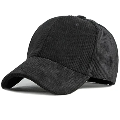 Imagen de XRDSS Gorra de béisbol unisex pana ajustable clásico deportivo sombrero al aire libre sólido gorras, Negro, Talla única