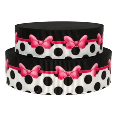 Imagen de Cinta de Minnie Mouse 2 m x 22 mm ancho, para decoración tartas cumpleaños, ideal regalos, lazos o bolsas regalo, tarjetas, manualidades