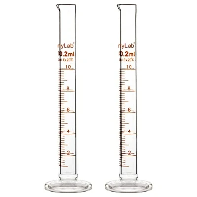 Imagen de StonyLab 2 Pack Cilindro de Medición Graduado Vidrio Borosilicato, Glass Cylinder 10 ml