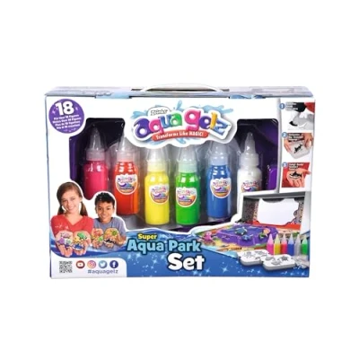 Imagen de Simba Aqua Gelz Water Park Juego de 6 Botellas Gel Color, 30 ml, 2 Formas con 3 Personajes Cada uno, aditivos Agua, Set para Abrir, a Partir 8 años, Azul (106322456)