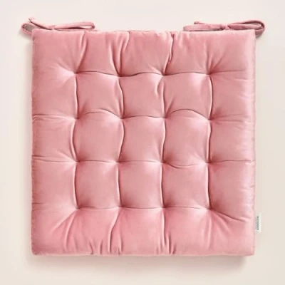 Imagen de ROOM99 Nova cojín para Silla, 40 x cm, de Asiento con Cintas, Decorativo Suelo, Exterior, Interior, salón, Terciopelo, Color Rosa