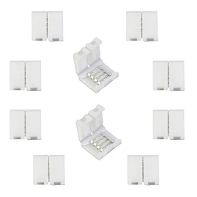 Imagen de LITAELEK 10pcs Conector de 4 Pines para Tira LED RGB 10mm Ancho, SMD 5050 Strip Connector Pin Clip Rápido Cinta Adaptador Banda LED, Sin Soldadura