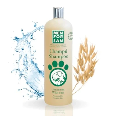 Imagen de MENFORSAN Champú perros con Avena Acción Suavizante y Calmante Para Pieles Sensibles Delicadas 100% Natural Fragancia Suave 1L