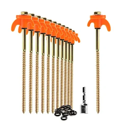 Imagen de com four® Clavijas de Tienda 12x piquetas Acero robustas con Soporte para Hilo y Cuerda Suelo Roca Acampar al Aire Libre