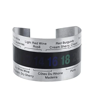 Imagen de Cikonielf Termómetro De Vino LCD Acero Inoxidable para Suministros Sensor Temperatura Pulsera Vinos Tintos