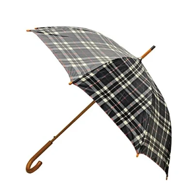 Imagen de Rainbrella Classic Auto Abierto Paraguas con Mango de Gancho Madera auténtica, diseño Cuadros, 46 &quot;
