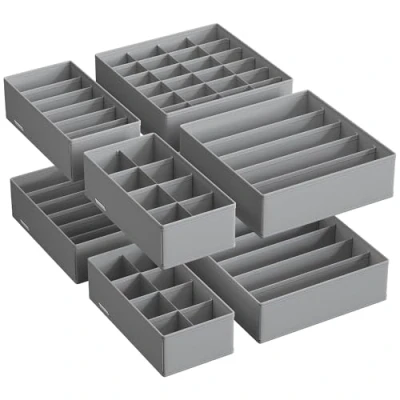 Imagen de SONGMICS Juego de 8 Organizadores para Cajones Ropa Interior, Divisores Cajones, Plegables, Sujetadores, Calcetines, Corbatas, Cajas Tela Armario, Gris Paloma RUS008G01