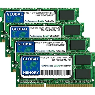 Imagen de 64GB (4 x 16GB) DDR3 1866MHz PC3 14900 204 PIN SODIMM Memoria RAM Kit para Intel iMac 27 Pulgadas Retina 5K (Finales DE 2015)