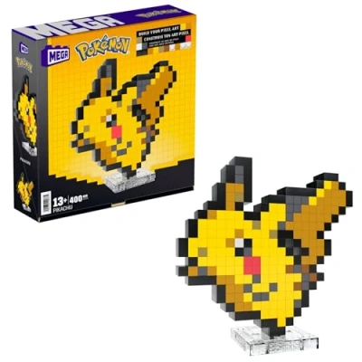 Imagen de Mega Pokémon Pixel Art Pikachu 400 Bloques de construcción, Estilo Retro pixelado, decoración para coleccionistas, Juguete +13 años (HTH74)