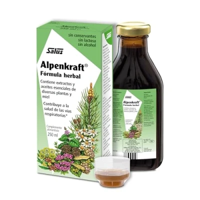 Imagen de Salus Alpenkraft Jarabe Herbal 250 ml Cuida y Protege las Vías Respiratorias Elaborado a Base de Extracto Plantas Aceites Esenciales Con Miel Complemento Alimenticio
