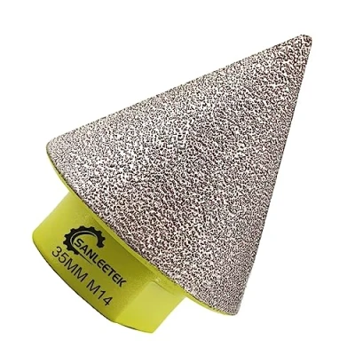 Imagen de Broca de Chaflán Diamante 35mm Cónica para Agrandar Limpiar y dar Forma a los Orificios Existentes en Cerámica Porcelánico Mármol Granito M14 Rosca SANLEETEK