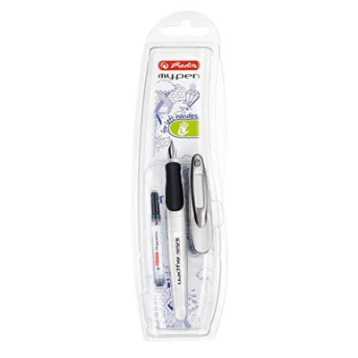 Imagen de Herlitz 10999795 Pluma escolar de punta L diseño color negro/rojo con cartucho recambio