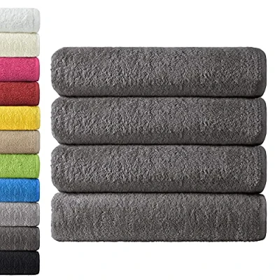 Imagen de NatureMark Paquete de 4 Toallas baño 70 x 140 cm, Antracita/Gris, 100% algodón