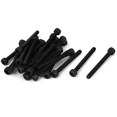 Imagen de sourcing map M 3 x 30 mm hilo de rosca lleno tornillos cabeza hexagonal tapa negro 25 piezas