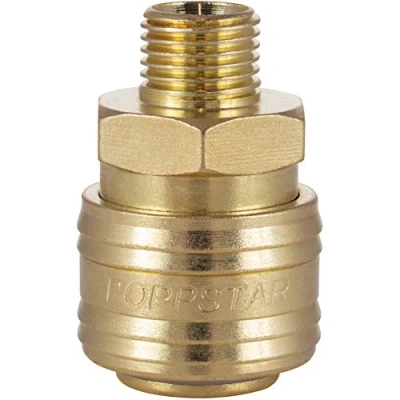 Imagen de Poppstar Conectores rapidos aire comprimido, diámetro nominal 7,2 mm con rosca exterior (macho) de 1/4 pulgada para conexión comprimido