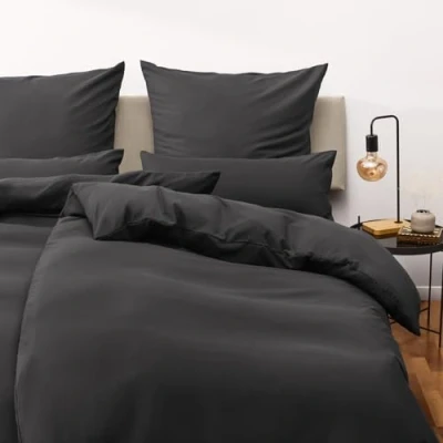 Imagen de Blumtal Juego de Funda Nórdica Microfibra Muy Suave y Transpirable Set 2 Piezas Edredón Nórdico + 1 Almohada para Cama 80, Antracita