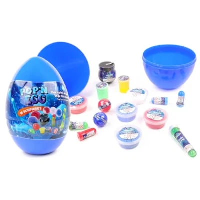 Imagen de FLYPOP&#039;S Huevo Relleno Slime 035630 Azul Plástico Sorpresa Juguete Infantil Cumpleaños Textura Regalo 26 cm x 16 A Partir de 3 años