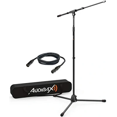 Imagen de Audibax Ayra MS 10 Plus Soporte para Micrófono de Suelo Jirafa Profesional Regulable Incluye Bolsa Transporte y Cable XLR 3 Metros Pie con Base Trípode
