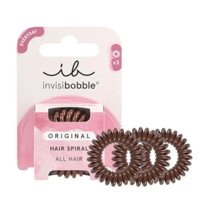 Imagen de Invisibobble Gomas de pelo espiral marron Pretzel Brown Original x3 Goma antirotura marrones cordón telefónico hombre