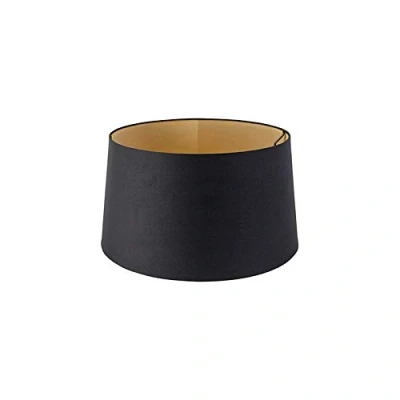 Imagen de QAZQA Moderno algodón Pantalla negro/oro 40/35/22, Redonda/Cónica lámpara colgante,Pantalla de pie