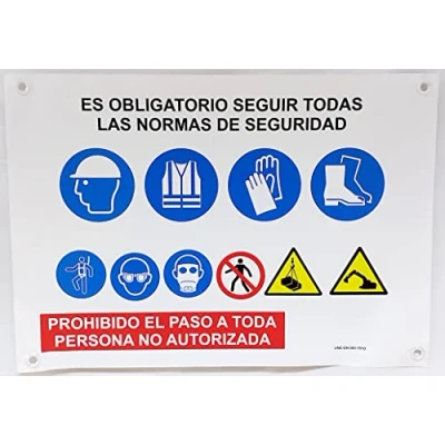 Imagen de FERRETELIX CARTEL SEÑAL LONA OBRA MULTISEÑAL 70 CM X 50 CON OJALES